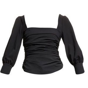 Cinq a Sept Karol Square-Neck Ruched Crepe Top Size L